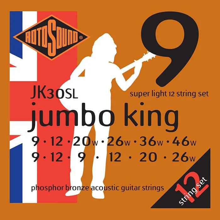 Rotosound JK30SL Phosphor Bronze 12 String Acoustic Guitar Strings 9-46