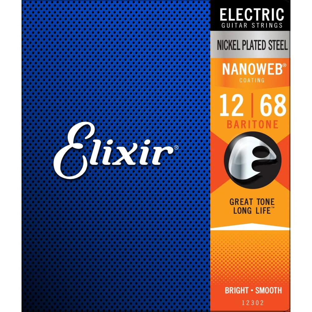 Elixir Nanoweb Nickel Wound 12-68 Electric Baritone Guitar Strings