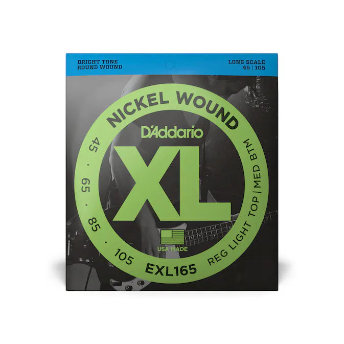 D'Addario EXL165 Nickel Wound Custom Light Bass Guitar Strings - 45-105 Long Scale