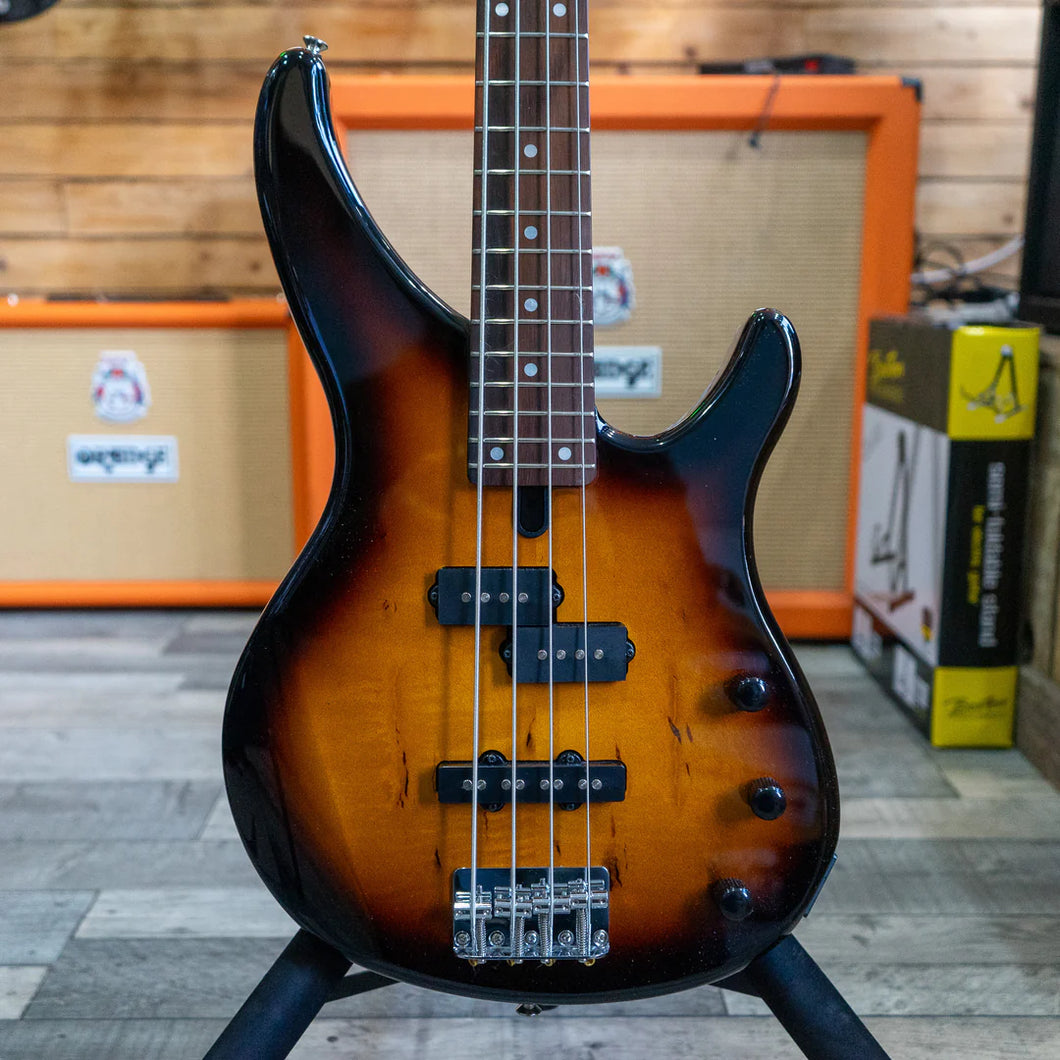 Yamaha TRBX174EW Bass in Tobacco Brown Sunburst, Orange Crush Bass 25, Lead and Tuner