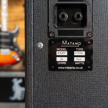 Load image into Gallery viewer, Close-up of a guitar amplifier with Matamp branding and specifications.
