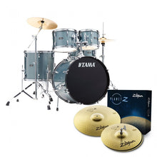 Load image into Gallery viewer, Tama Stagestar 20&quot; 5 Piece Kit with Hardware including ZP1418 in Sea Blue Mist
