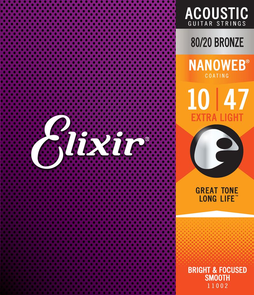 Elixir Nanoweb Phosphor Bronze 10-47 Acoustic Guitar Strings