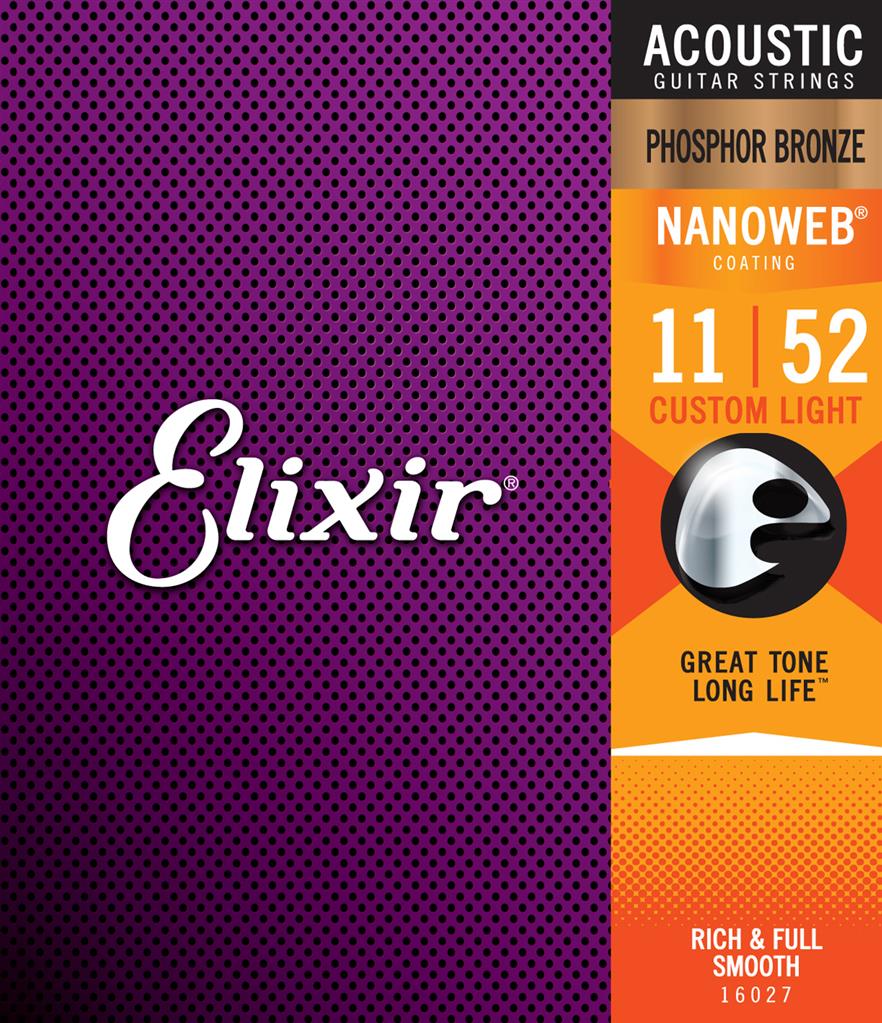 Elixir Nanoweb Phosphor Bronze 11-52 Acoustic Guitar Strings