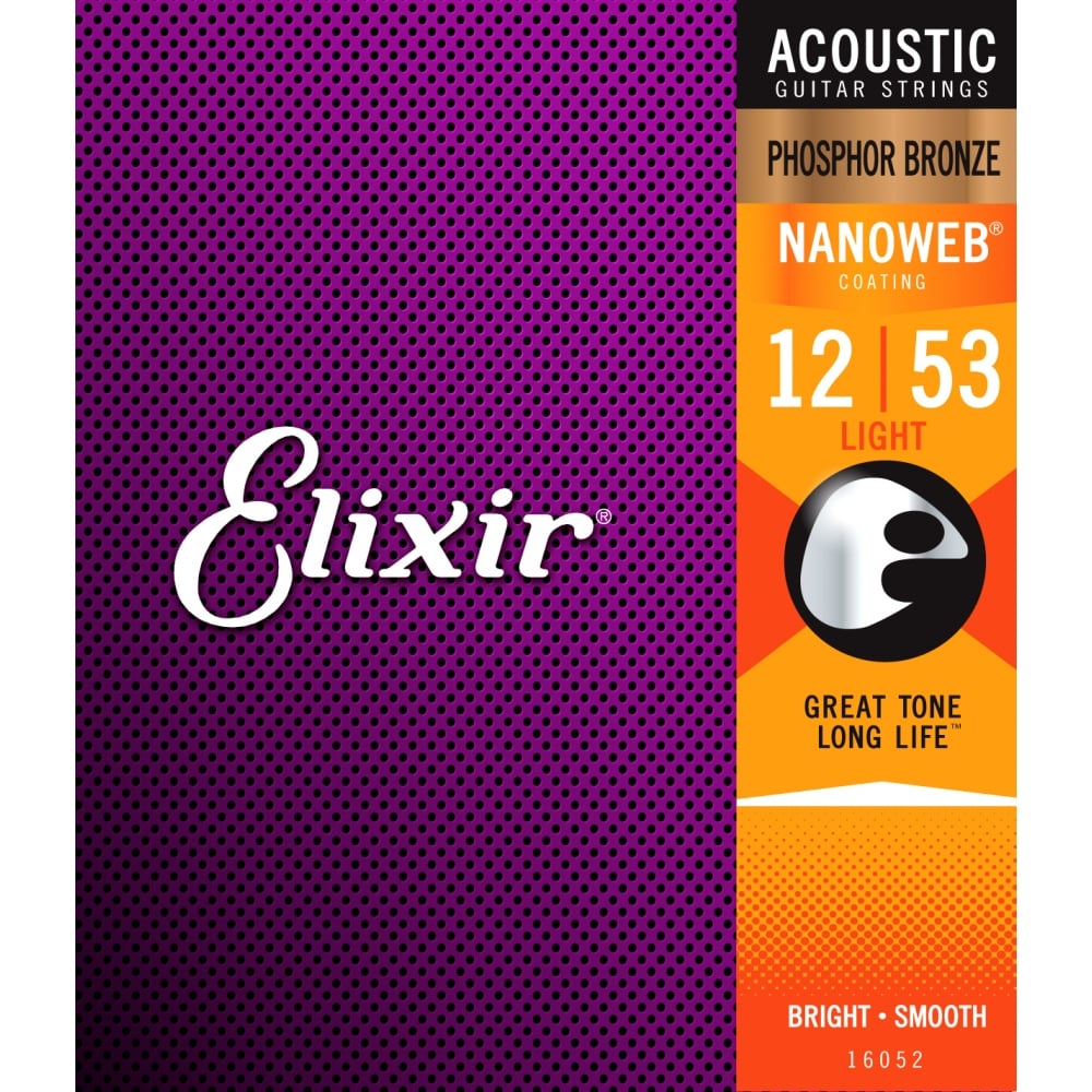 Elixir Nanoweb Phosphor Bronze 12-53 Acoustic Guitar Strings
