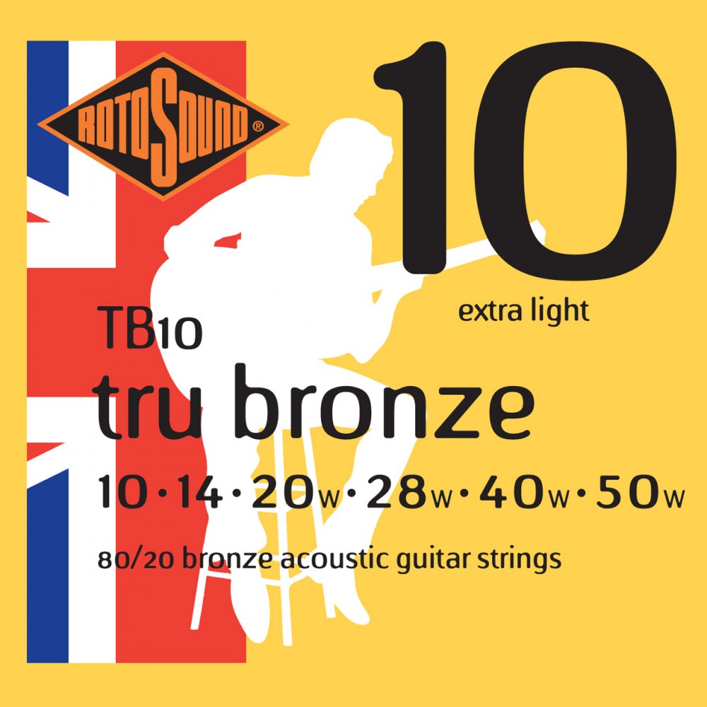 Rotosound TB10 Tru Bronze 80/20 Bronze Acoustic Guitar Strings 10-50